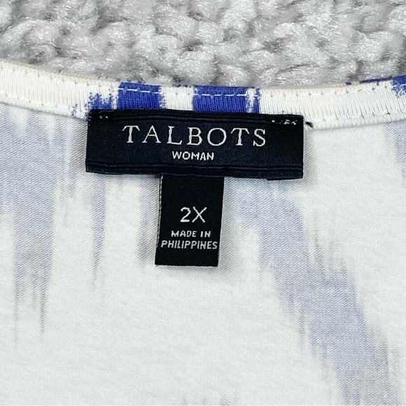 Talbots Ikat Maxi Dress Blue White Beachy Resort Long drawstring tie waist 2X - Picture 3 of 10